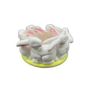 Michael's Easter Collection Ceramic Bunnies in a Circle Bowl with Original Box